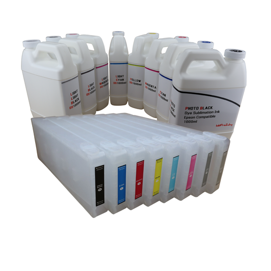 8- 1000ml bottles Dye Sublimation Ink 8 Refillable Ink Cartridges for Epson Stylus Pro 7880 9880 Printers