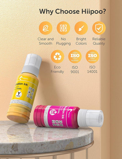 Hiipoo 600ML Sublimation Ink for ET-8500 ET-8550 Wide-Format Supertank Printers Heat Press Transfer on T-Shirt Tumblers (6x100ML, BK PB C M Y GY).