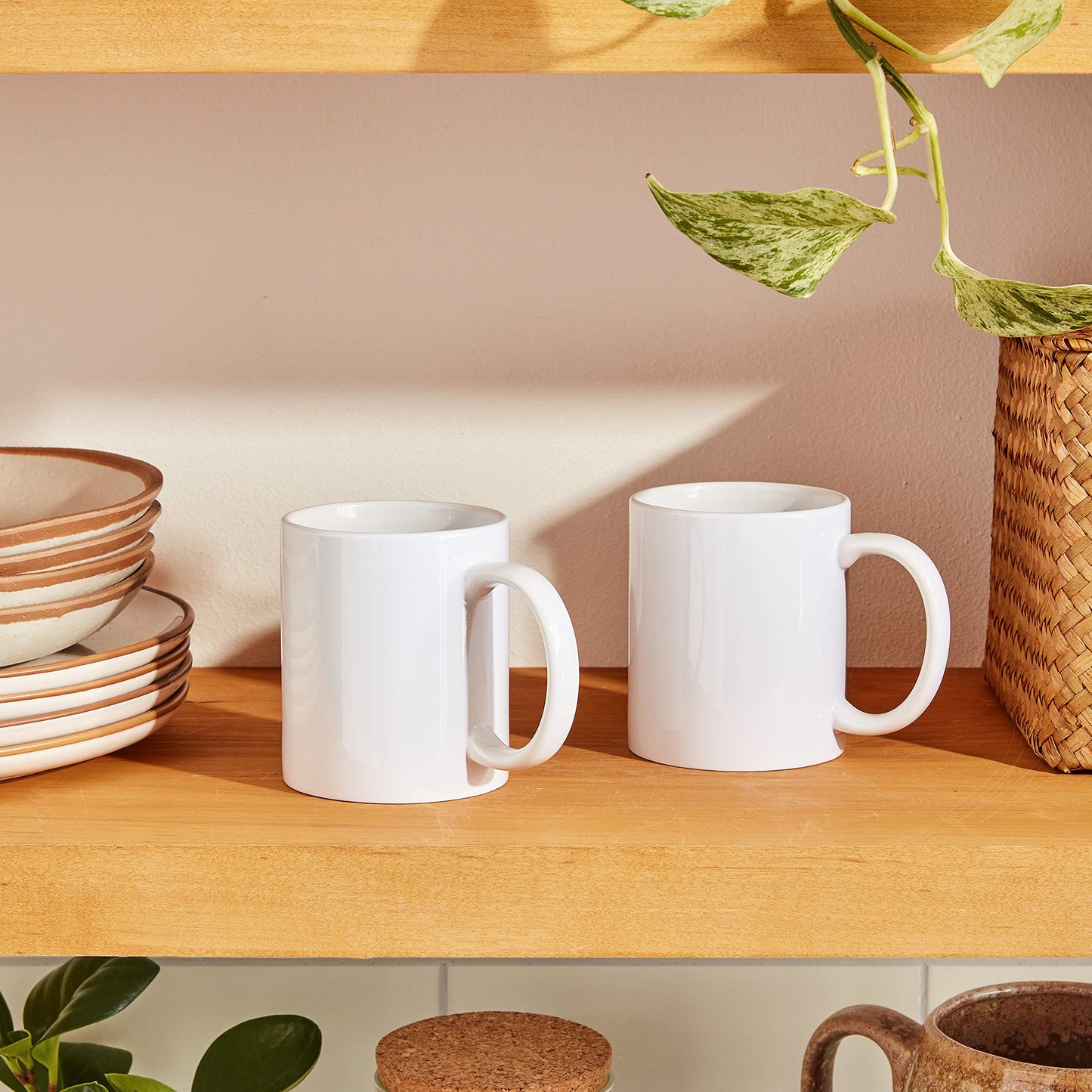 Cricut Beveled Blank, Ceramic-Coated, Dishwasher & Microwave Safe Mug to Decorate, Mug Press & Infusible Ink Compatible,12 Oz Sublimation, Ideal for Crafts and Printing, 6 Count, White.