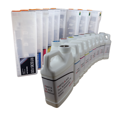 9- 500ml Dye Sublimation Ink 9- Refillable Cartridges for Epson Stylus Pro 7890 9890