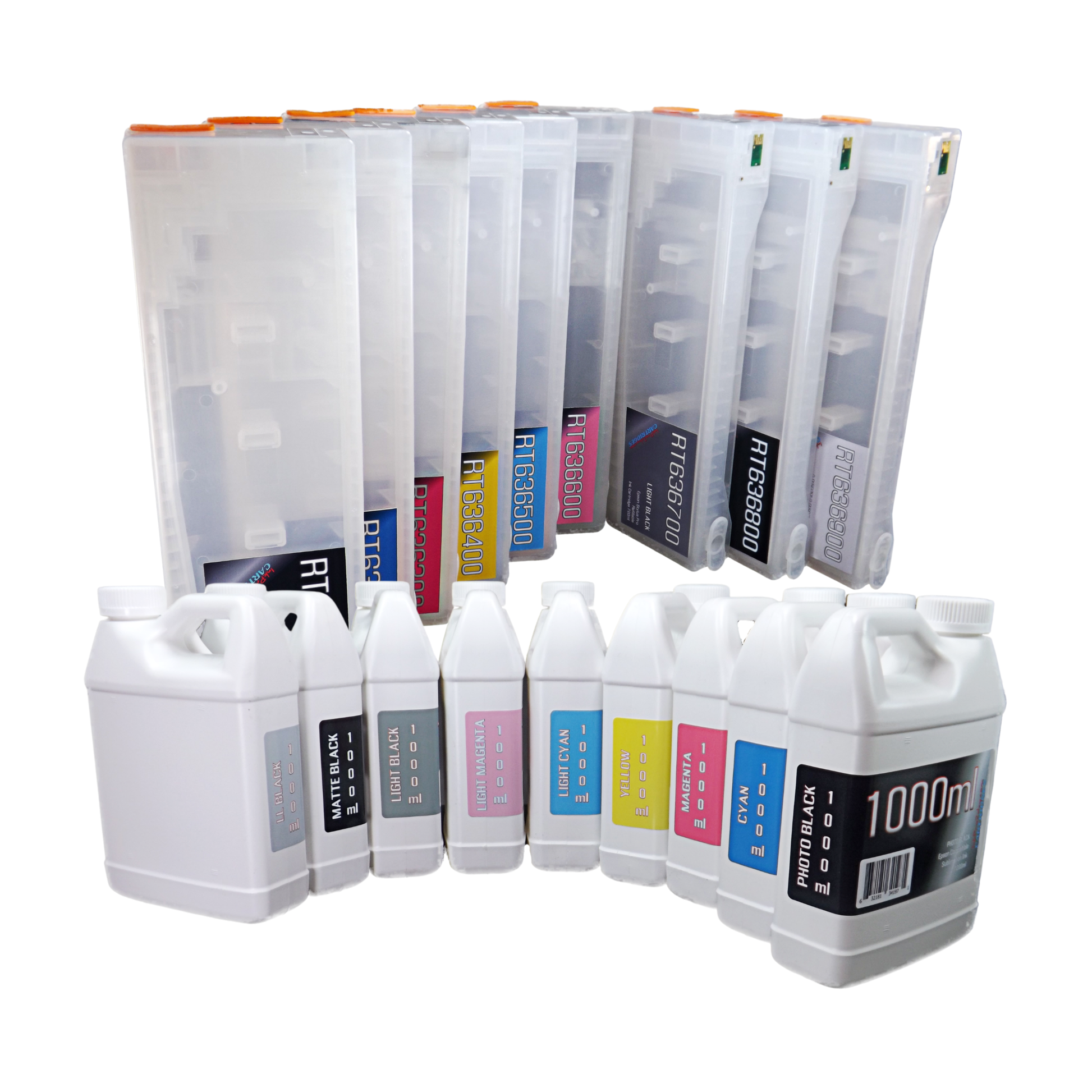 9 1000ml bottles compatible Pigment Ink 9 Refillable Ink Cartridges for Epson Stylus Pro 7890 9890 Printers