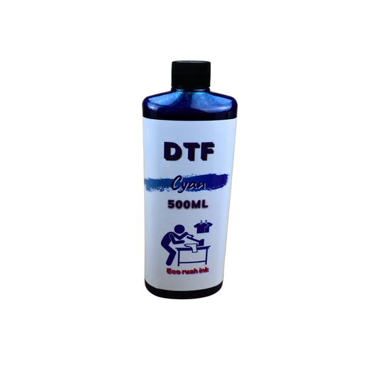 Cyan 500ml bottles DTF Direct to Film Ink White, Black, Cyan, Magenta, Yellow