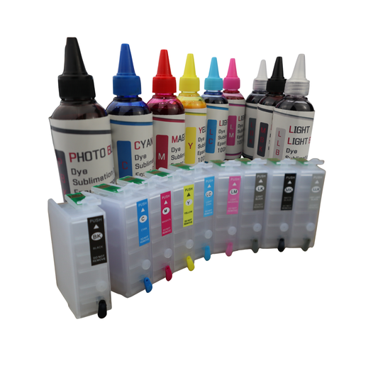 9 100ml bottles Dye Sublimation Ink 9 Refillable Ink Cartridges for Epson SureColor P600 Printer