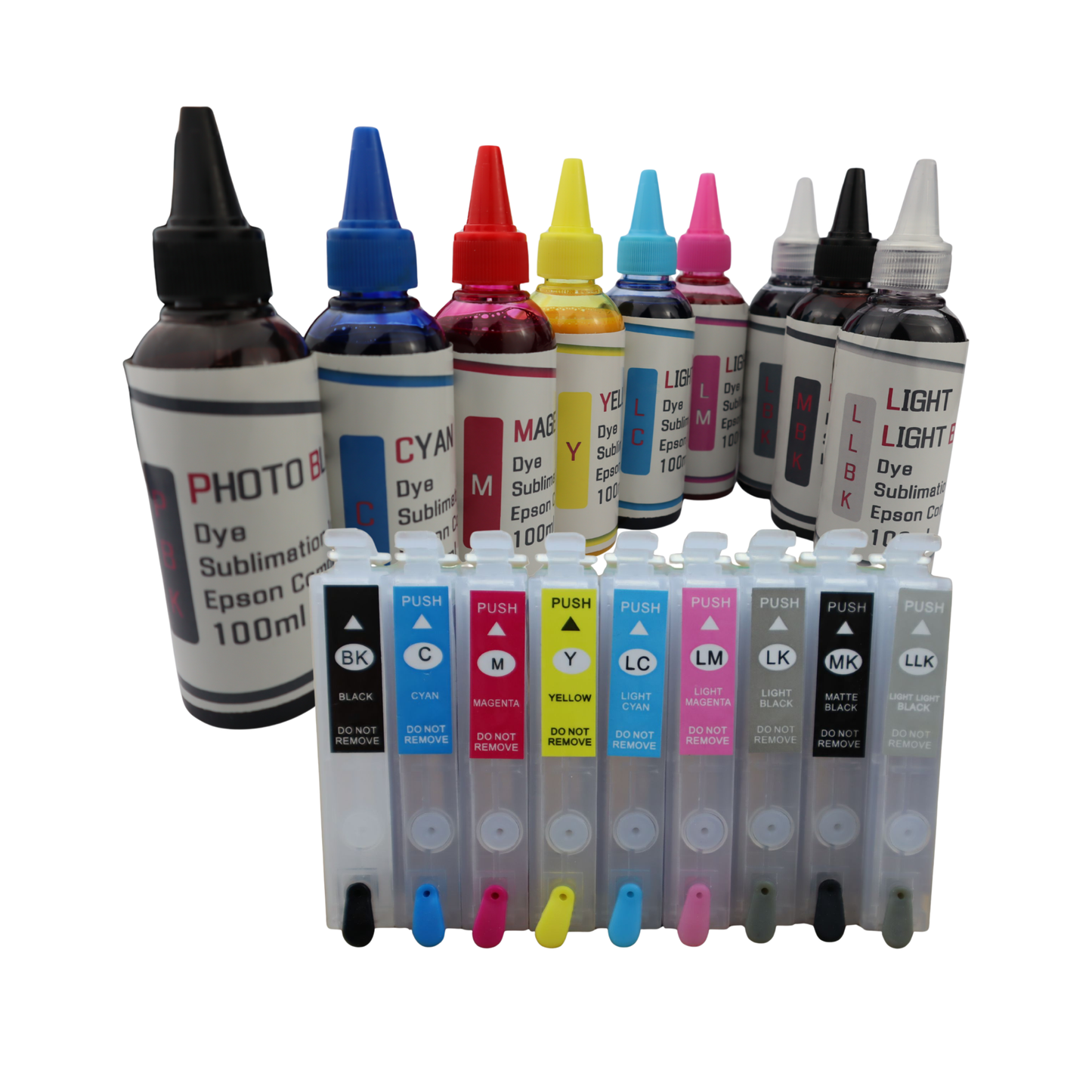 9 100ml bottles Dye Sublimation Ink 9 Refillable Ink Cartridges for Epson Stylus Photo R2880 printer