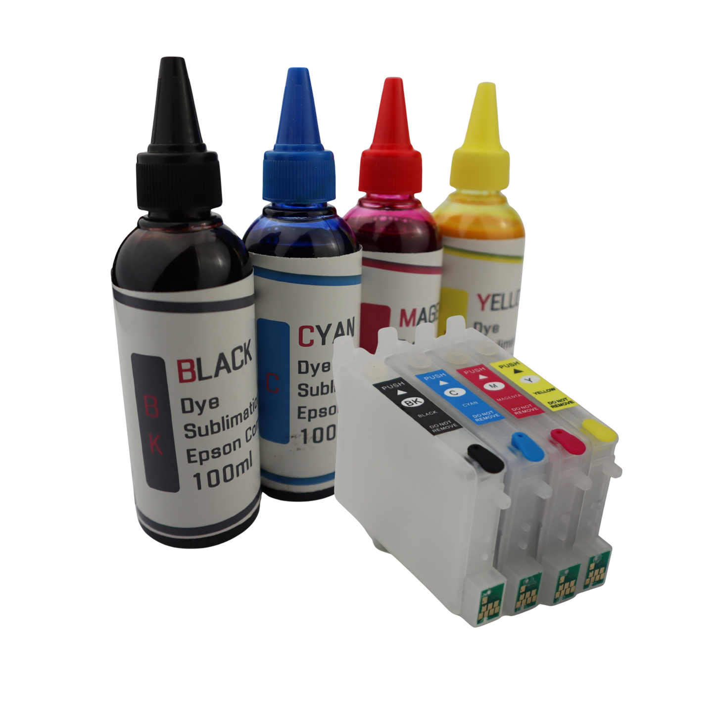 4- 100ml bottles Dye Sublimation Ink 4- Refillable T060 Ink Cartridges for Epson Stylus C88 C88+ printers