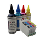 4- 100ml bottles Eco Solvent Water Based Ink 4- Refillable Ink Cartridges for Epson Stylus C88 C88+ printers