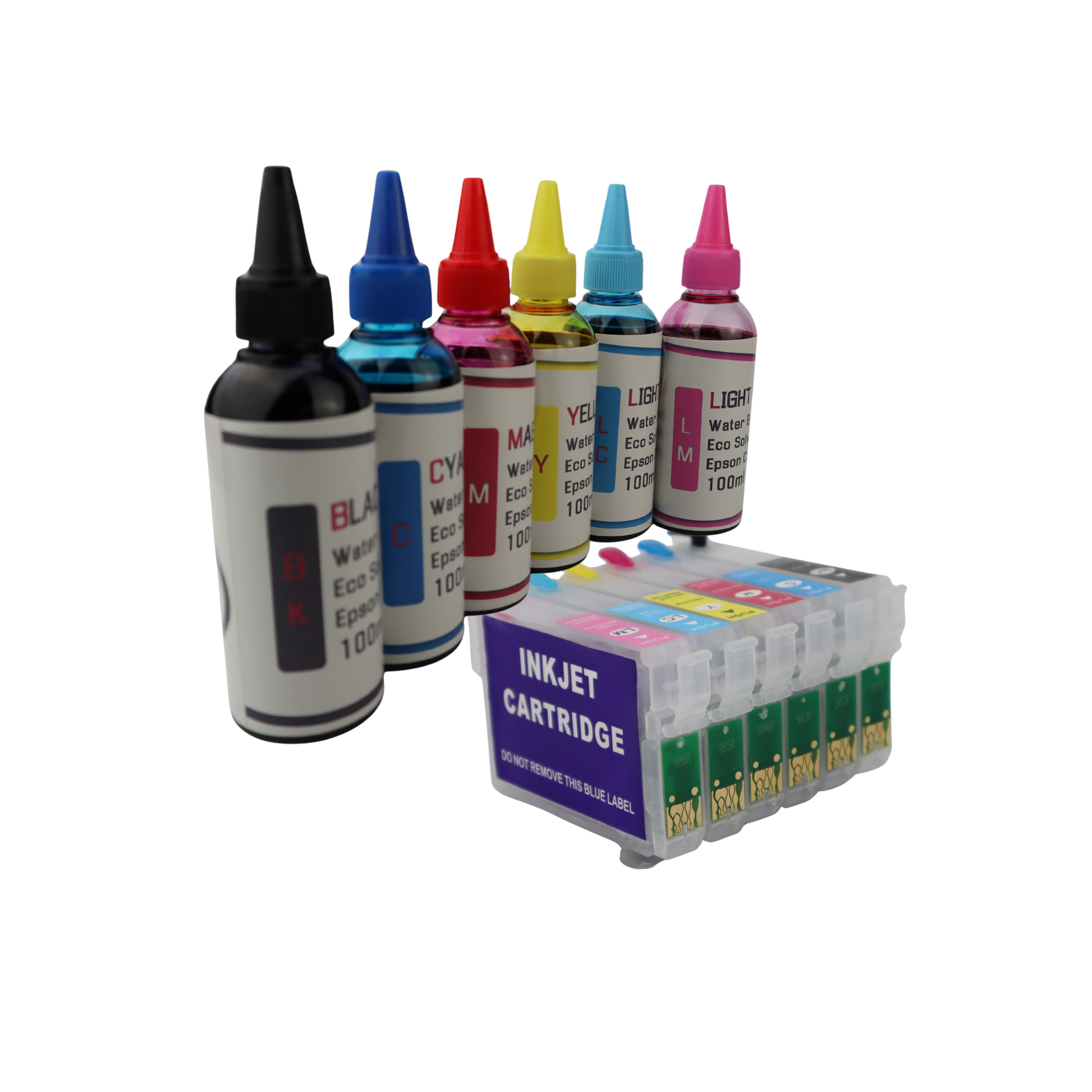 6 100ml bottles Eco Solvent Water Based Ink 6 Refillable Ink Cartridges for Epson Artisan 1430 printer