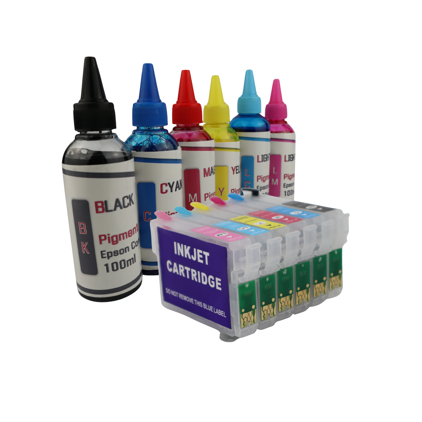 6 Pigment Ink 6 Refillable Ink Cartridges for Epson Stylus Photo 1400.