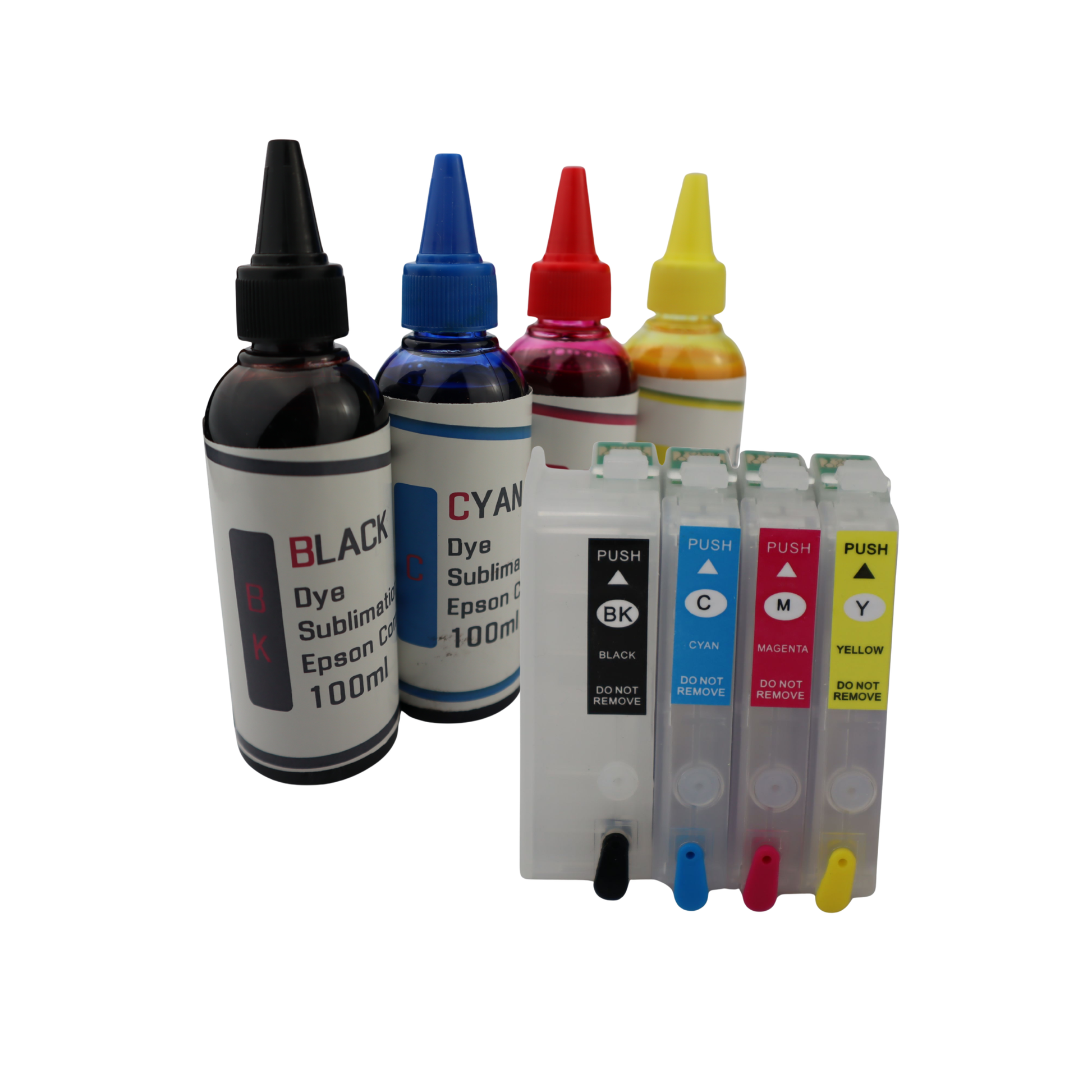 4 100ml bottles Dye Sublimation Ink 4 Refillable Ink Cartridges for Epson WorkForce WF-7010 WF-7510 WF-7520 printers