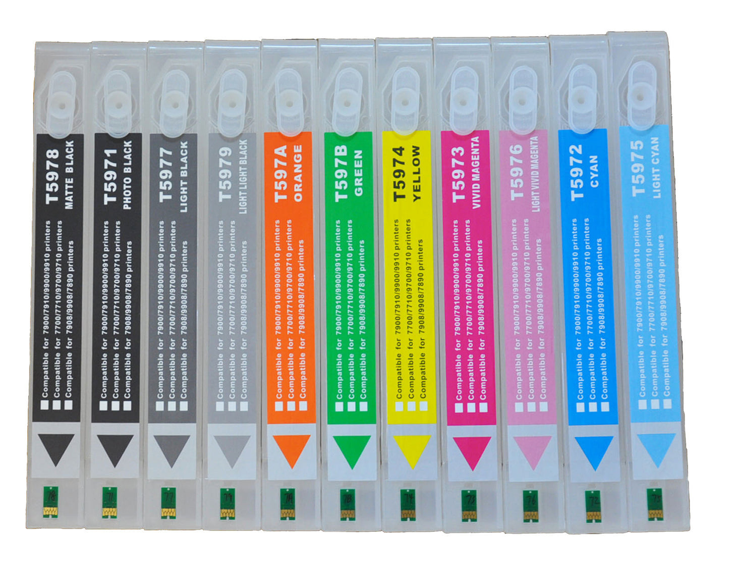 11pc Refillable Cartridge fr Epson Stylus Pro 7900/9900 DTF HDR Pigment+Resetter.
