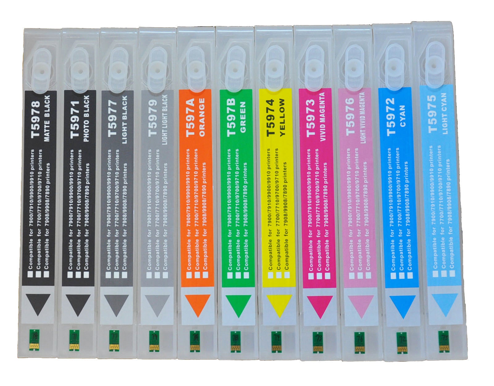 11pc Refillable Cartridge fr Epson Stylus Pro 7900/9900 DTF HDR Pigment+Resetter.