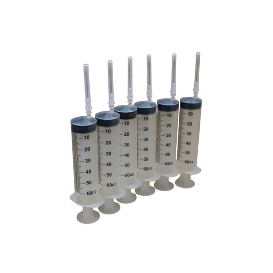 Syringes 6 10ml each syringe with long tips for filling Refillable Ink Cartridges